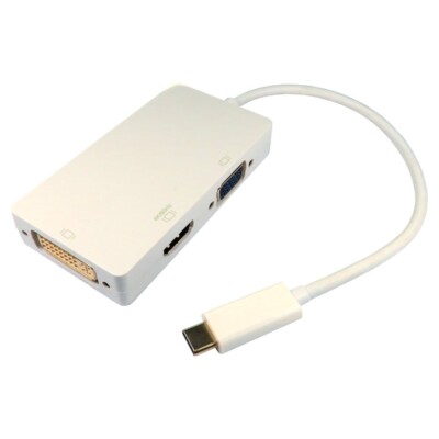 15cm Multi Port Video Adapter USB Typ-C 3.1 auf HDMI, DVI + SVGA/VGA Buchsen