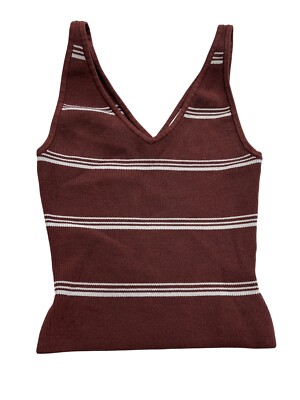 Aritzia Babaton Double V Tank in Sundried Red/Summer Snow