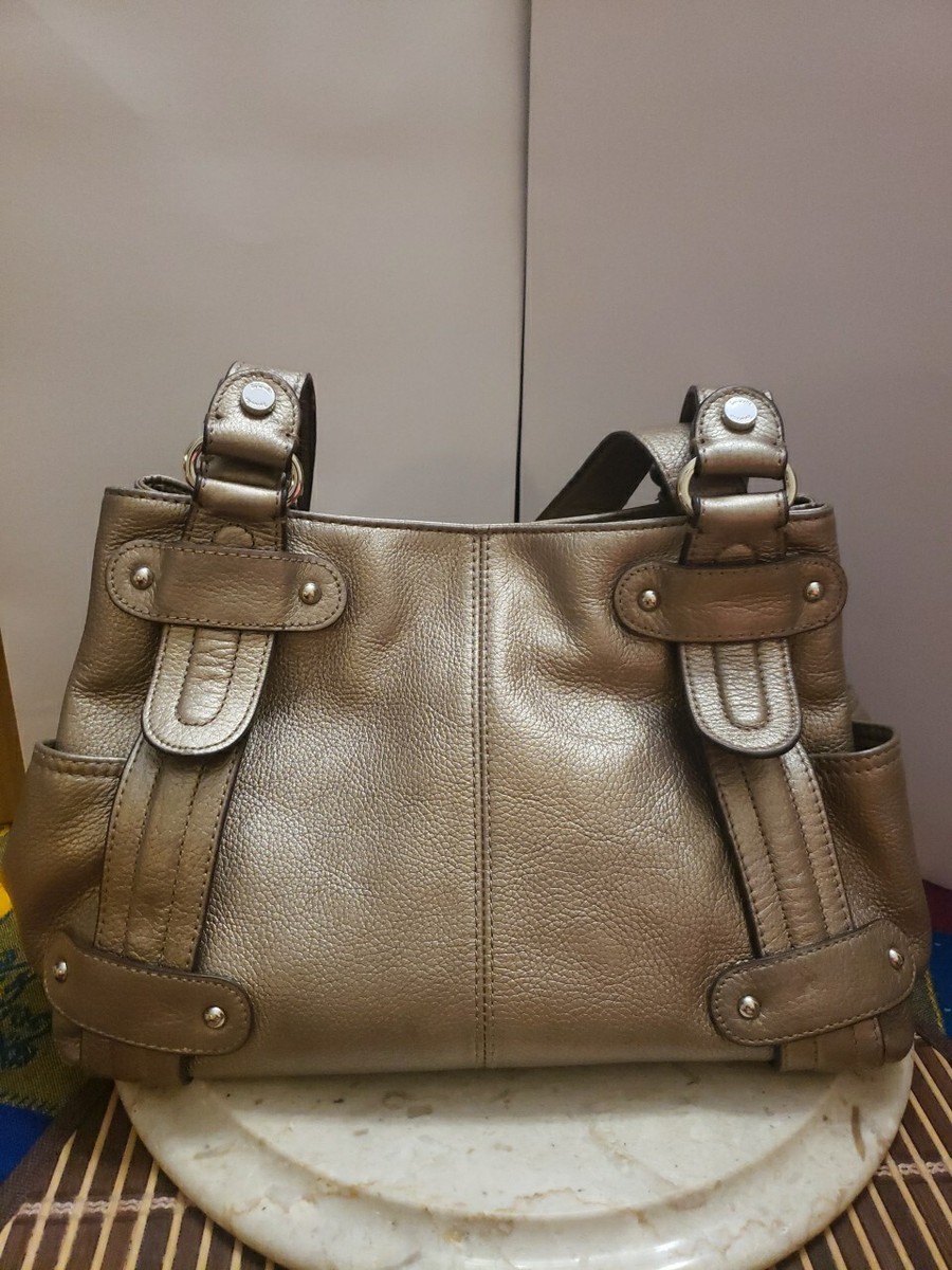 Tignanello Metallic Leather Shoulder Gold Medium Size - Main Image