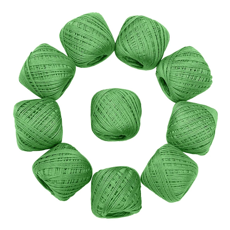 Crochet Thread Set 10Ball Cotton Thread Yarn for Knitting Craft Green 20gm Ball - Image 3 of 4
