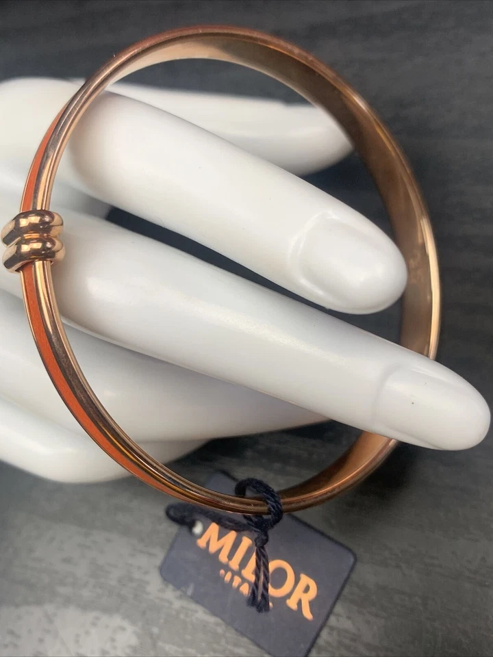 Brazalete Brazalete Bronce Milor Italia Oro Rosa Naranja Brillante Cuero Nuevo Con Etiquetas Foto 4 de 4
