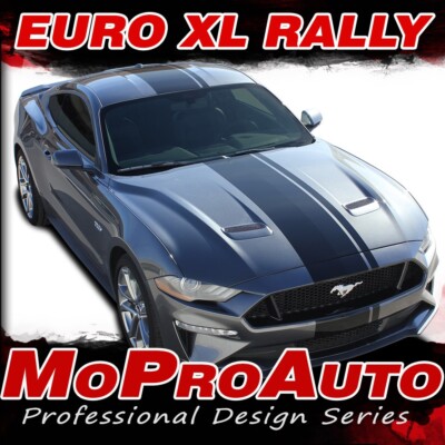 2018-2023 Ford Mustang Racing Stripes Center Wide Decals Vinyl Graphics EURO 