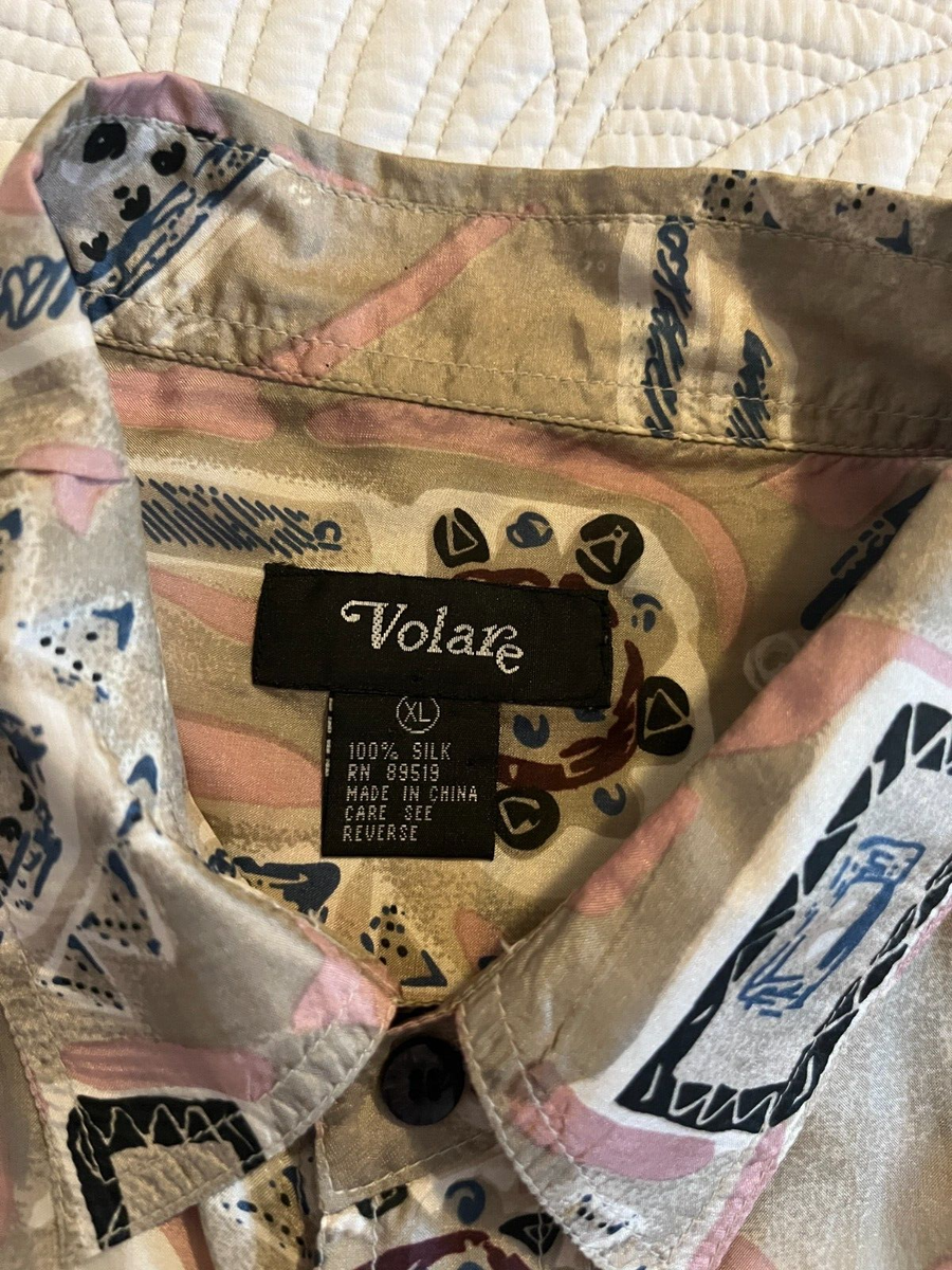 VOLARE MEN'S SZ XL 100% LIGHTWEIGHT SILK SHORT SLEEVE CASUAL SHIRT