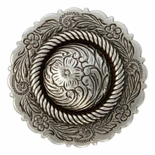 Western Equestrian Tack Antique Silver Rope 1 1/2" Concho's Set of 6