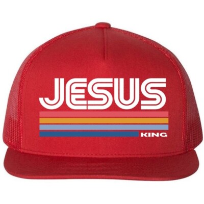 Retro Jesus King Christian Christ Flat Bill Snapback  display picture 3