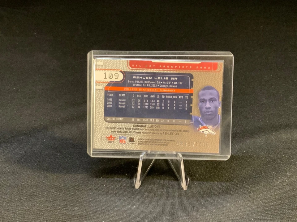 2002 Fleer Hot Prospects Future Swatch /1000 Ashley Lelie #109 Rookie RC - Image 2 of 2