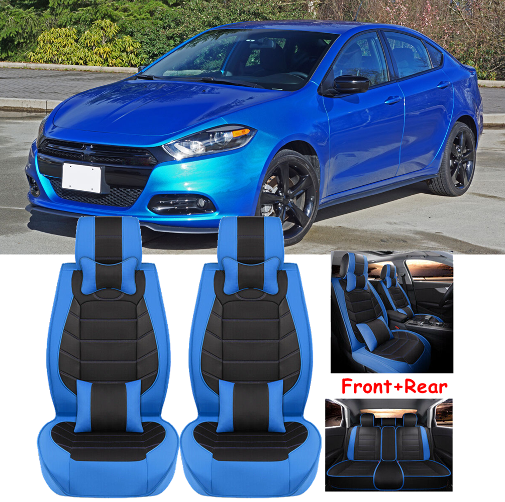 PU Leather Car Seat Cover 5-Seat Full Set Front Rear Cushion For Dodge Dart