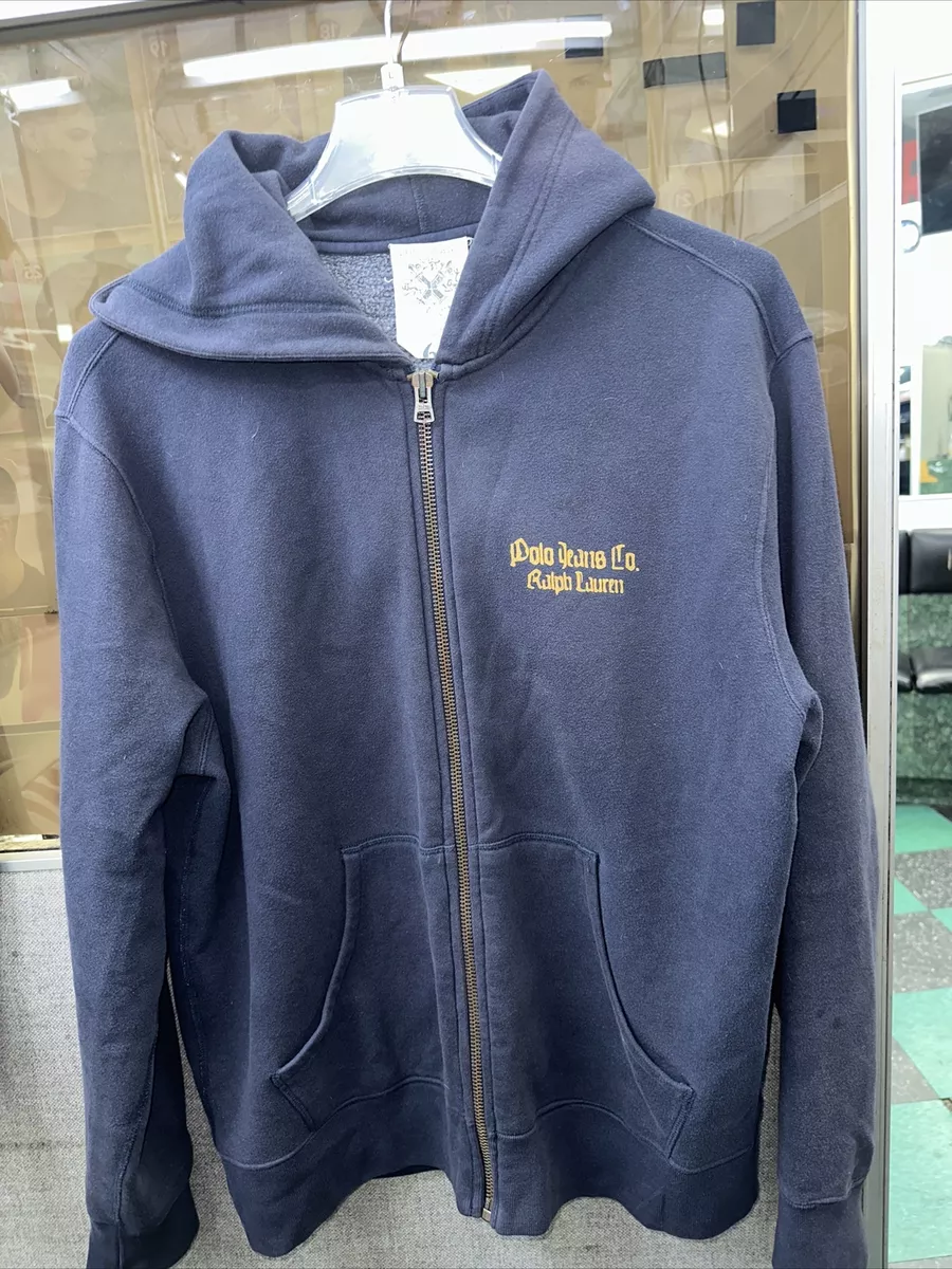 Ralph Lauren Polo Jeans Company Vintage Full Zipper Hoodie Navy Blue Large