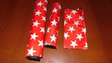 CLASSIC BIKES BMX PAD SET STEM HANDLEBAR TOP TUBE BIKE PADS TRICK STAR BMX RED
