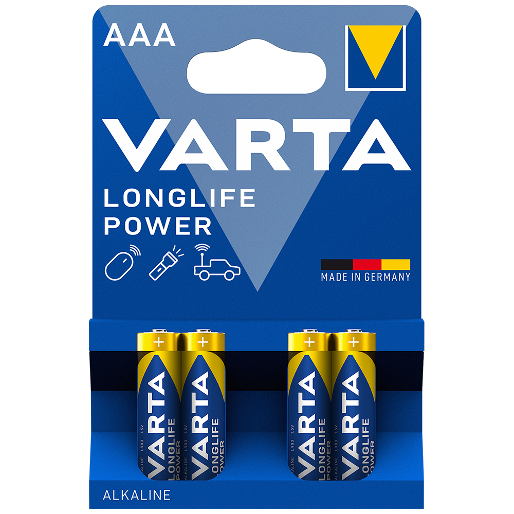 Varta Longlife Power AAA LR03 1.5V Alkaline Batteries x 4 *Long Expiry Dates*
