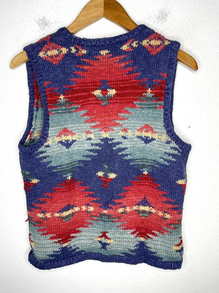 Ralph Lauren Medio Tejido Suéter Chaleco RRL Rodeo Suroeste Lino Polo Nativo Foto 3 de 4