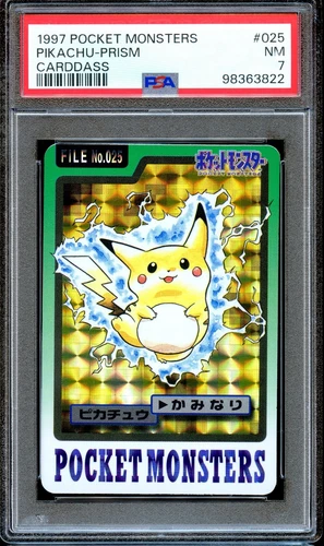 PSA 7 Pikachu #025 Prism Bandai Carddass 1997 Japanese Pokemon Card NEAR MINT