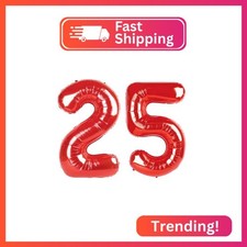 40 Inch Red Number 25 Balloons Foil Digital Helium Number Balloons