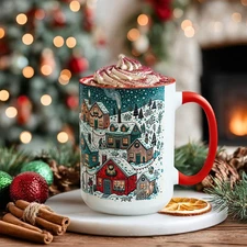 2025 Xmas Gift Winter Village Coffee Mug Holiday Gift