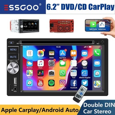 6.2'' Car Stereo Radio DVD CD 2DIN Apple CarPlay FM/AM/RDS Touch Screen Bluetooth