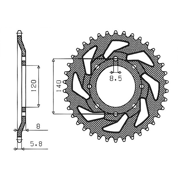 Kawasaki Klr (KL600A) 600 Stahl-Ritzel-Kette P 520 Z 43 1984-1989-image