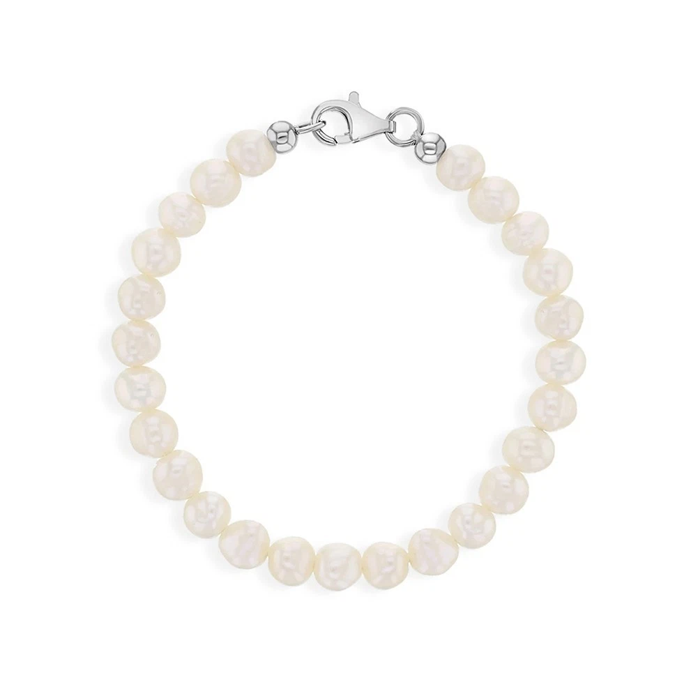 PERORNO Bracciale Con Perle Coltivate E Ciondolo Sole Dorato - Argento 925, Zirconi, Bianco - 3