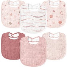 6 PCS Soft Square Adjustable Muslin Cotton Baby Bandana Drool Bibs Girl Boy