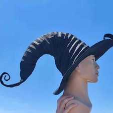 Women Witch Hat Halloween Party Wide Brim Costume Accessory Modern Black