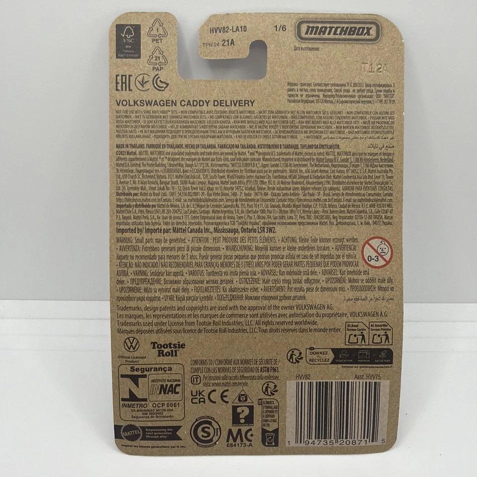 Matchbox Volkswagen Caddy Delivery 1/6 Caramel Apple Pops Car Mattel NEW VW - Image 3 of 3