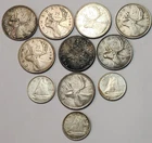 🇨🇦 1937 - 1964 Canada Silver Quarters & Dimes, 80% Canadian Silver, GB-37EE