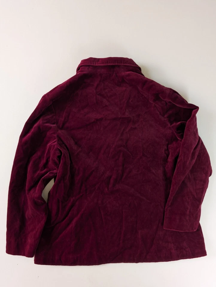 Chaqueta Blazer TanJay Terciopelo Borgoña Para Mujer 85% Algodón Hecha en Canadá Foto 2 de 4