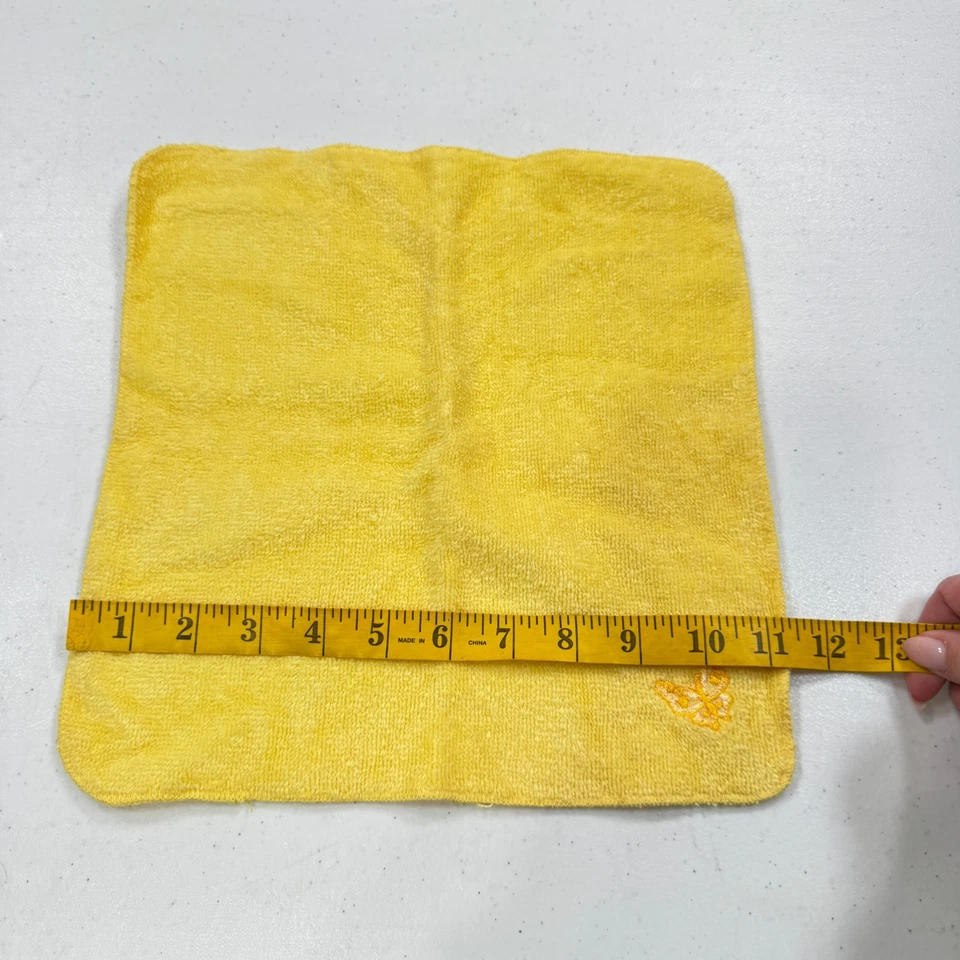 Toalla de paño vintage martex amarillo mariposa algodón cuadrado EE. UU. MCM RETRO Foto 4 de 4