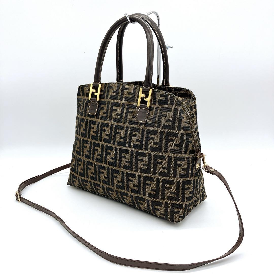 FENDI Zucca pattern 2way bag with gold hardware and canvas