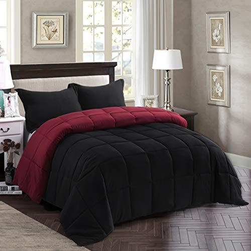 3 Pieces California King Comforter Set, Modern Breathable Oversized King Black - Picture 2 of 6