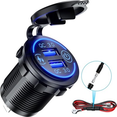 Quick Charge 3.0 Dual USB Charger Socket Waterproof 36W 12V 24V USB Outlet Fa...