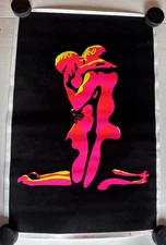 Vintage Scorpio Blacklight Poster #1911 Flaming Love Flocked Black Velvet
