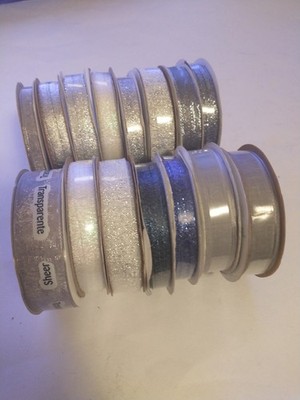 Offray Ribbon Spool Various Metallic Glitter Lot Of 15 Arts Crafts Scrapbooking
