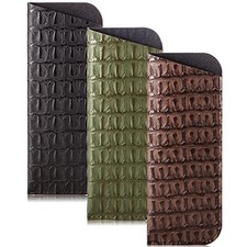 3 Pack Reading Glasses Pouch Soft Case Eyeglass Sleeve Small Black Green Brown