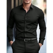 New Men Shirt Brand New Solid Color Long Sleeve Elastic Fabric Men'S Multiple Co