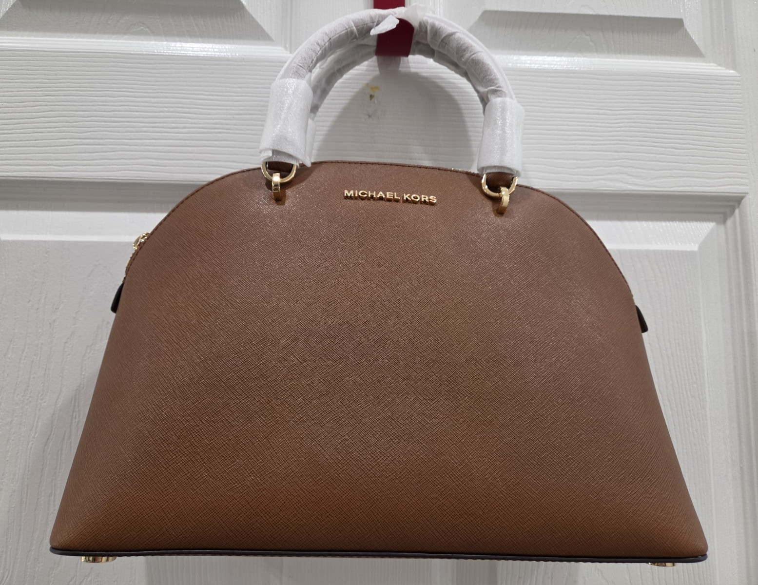Michael Kors Large Dome Satchel Brown Gold Hardware Zip w/ Detachable Strap