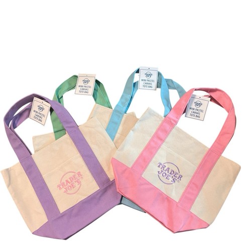 Trader Joe's Pastel Mini Canvas Tote Bags 2025 LIMITED EDITION (LOT OF 4) NEW - Picture 12 of 13
