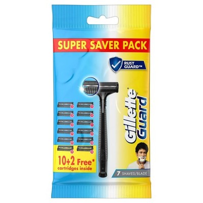 Gillette Guard Shaving Razor For Men (1 Razor With 12 Blades) For A Safe Shave