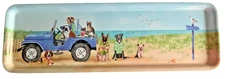 Dogs Cats in Jeep on the Beach Melamine Tray Set of 2 Nautical Scene 19.75X6.25