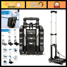 Folding Luggage Cart - Heavy Duty Portable Trolley for Travel  Shopping - Black