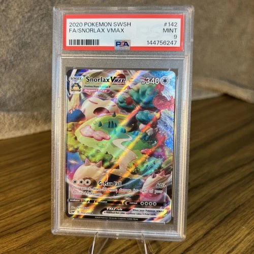 PSA 9 MINT Snorlax VMAX FULL ART - Sword and Shield Base 142/202