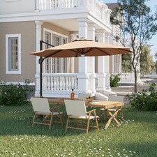 10 ft Cantilever Patio Umbrella with Cross Base, Easy Tilt Adjustment