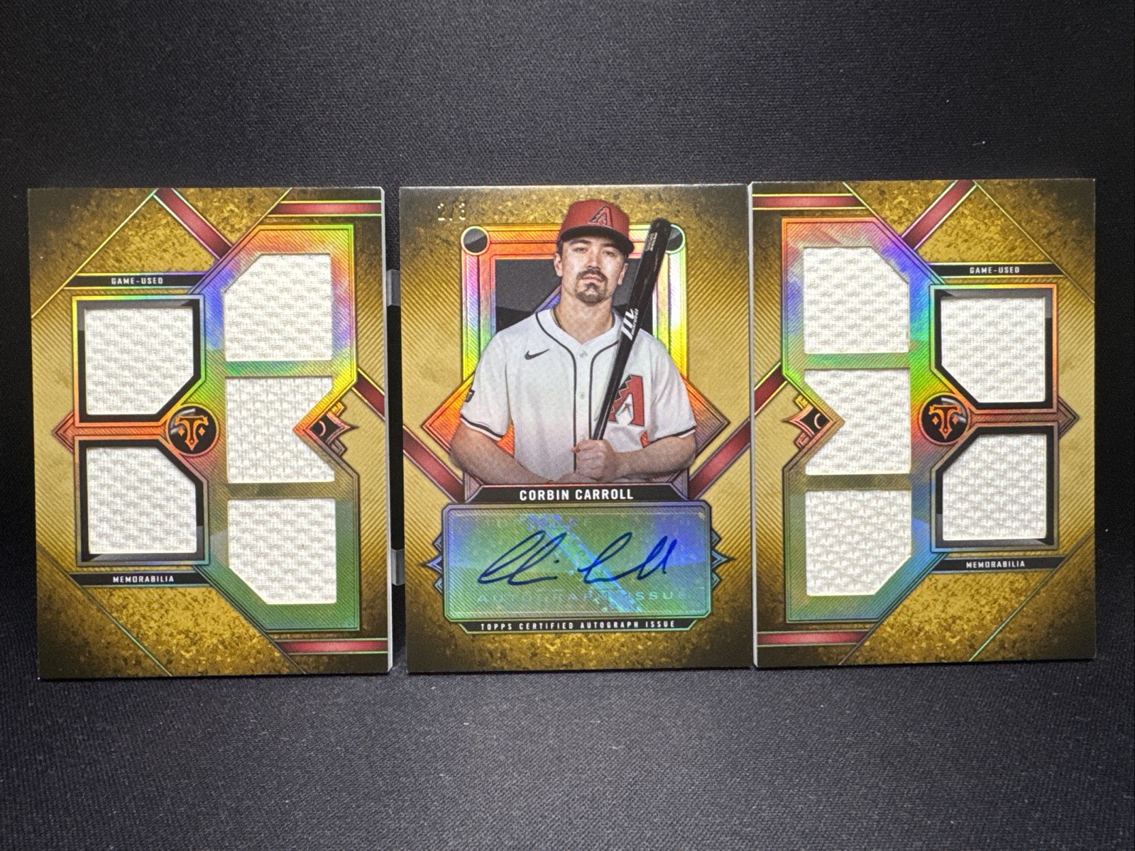Corbin Carroll #DAR-CC Baseball Cards 2024 Topps Triple Threads Autograph Deca Relic Book trading card — raw and PSA graded price guide