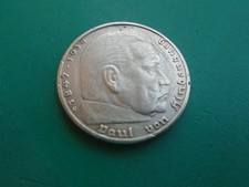 1936 G GERMANY 5 MARK COIN - Third Reich - SILVER German HAS SCRATCHES ON BACK