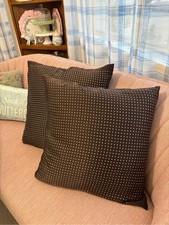NWT Ralph Lauren 100 Silk Brown Dot Accent Pillow Cover Lot Pair