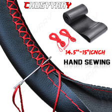 New Black Red 15 Steering Wheel Cover Genuine Leather For Jeep Black New Black Red 15 Steering Wheel Cover Genuine Leather For Jeep Black