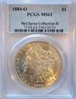 1884-O   PCGS MS-63   McClaren Collection II Brilliant Morgan Silver Dollar #419