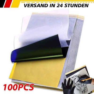 100x Tattoo Transferpapier Tattoo Stencil Papier Schablonen Übung Matrizenpapier