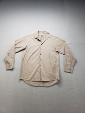 Calvin Klein Men Dress Shirt 16 Beige 100 Cotton Regular Fit Button Down Formal