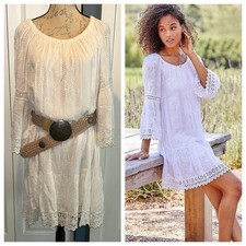 NWT Karen Kane Mixed Lace Eyelet Dress White sz Large