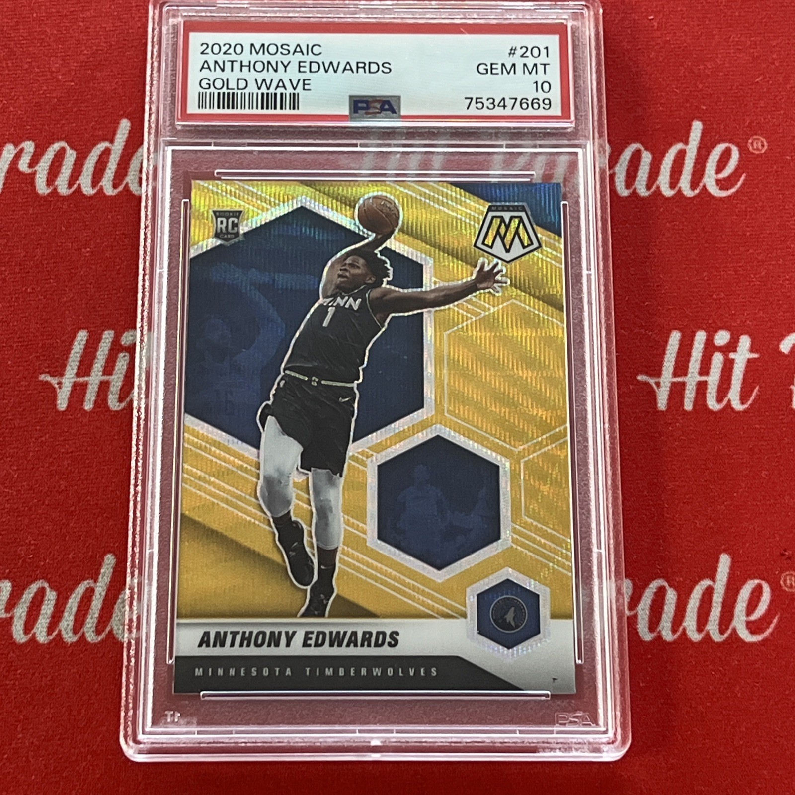 Anthony Edwards 2020-21 Panini Mosaic Mosaic Gold Wave SSP #201 (RC)  PSA 10